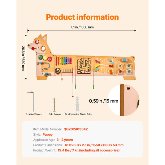 SucceBuy Puppy Kids Wall Busy Panels Montessori Sensory Learning