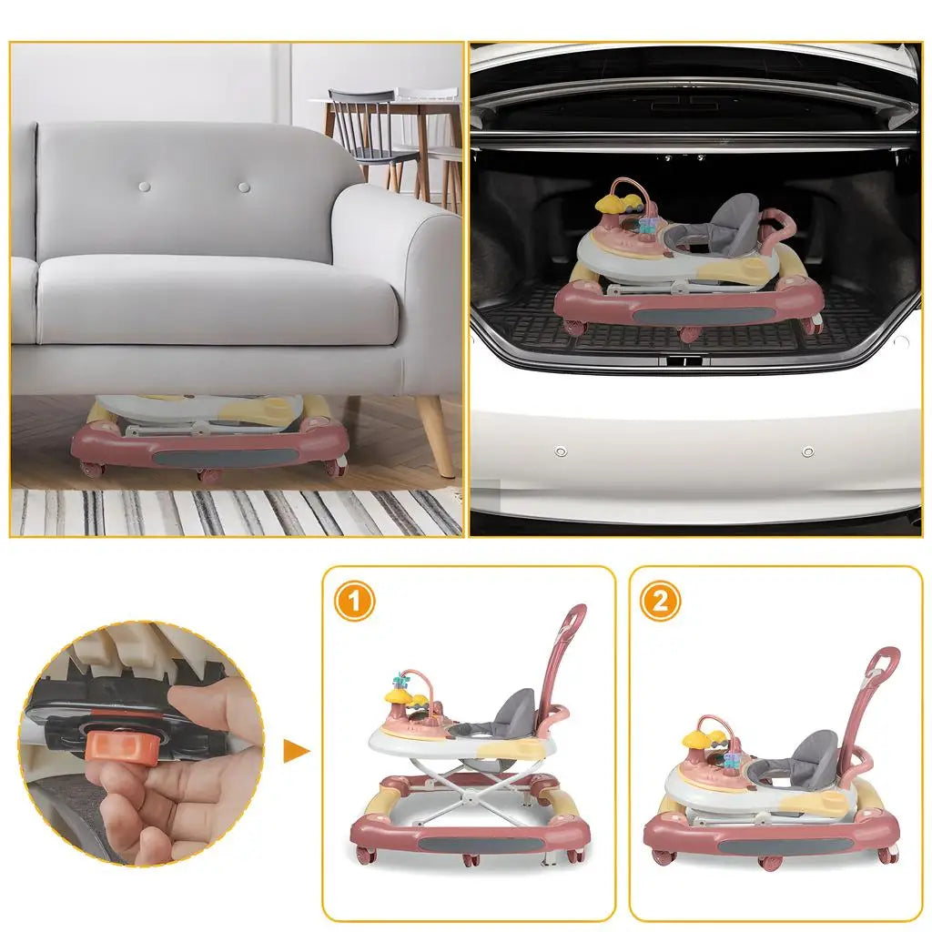 5-In-1 Foldable Baby Walker With Universal Wheels And Anti-Roll