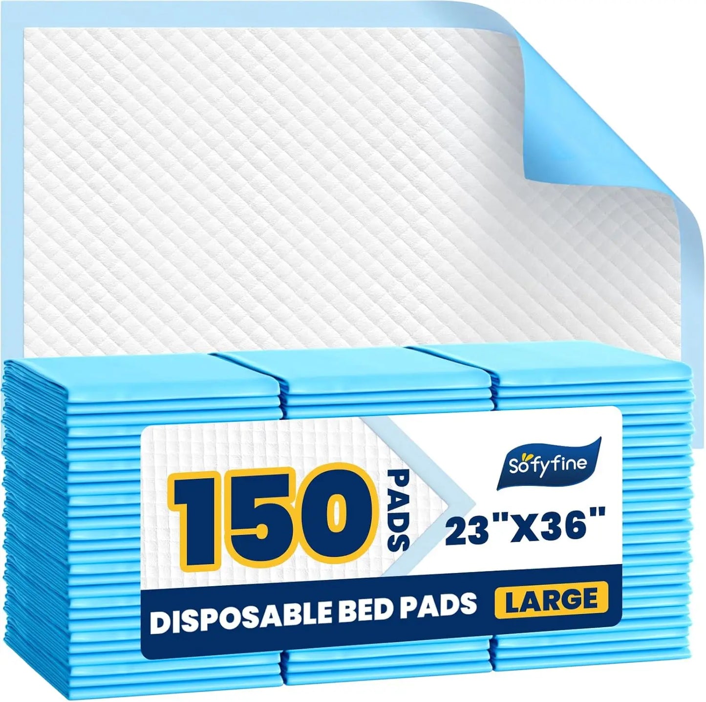 Disposable Bed Pads 150 Count Waterproof Incontinence Underpads