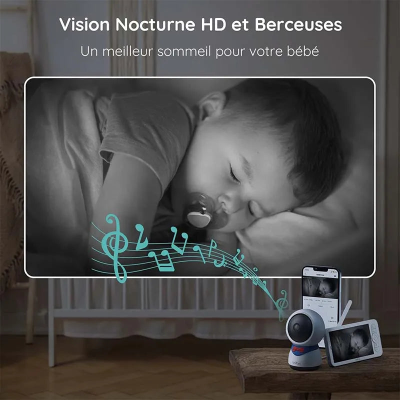 BOIFUN 1080P Baby Monitor Camera With PTZ 355 Degree Tracking