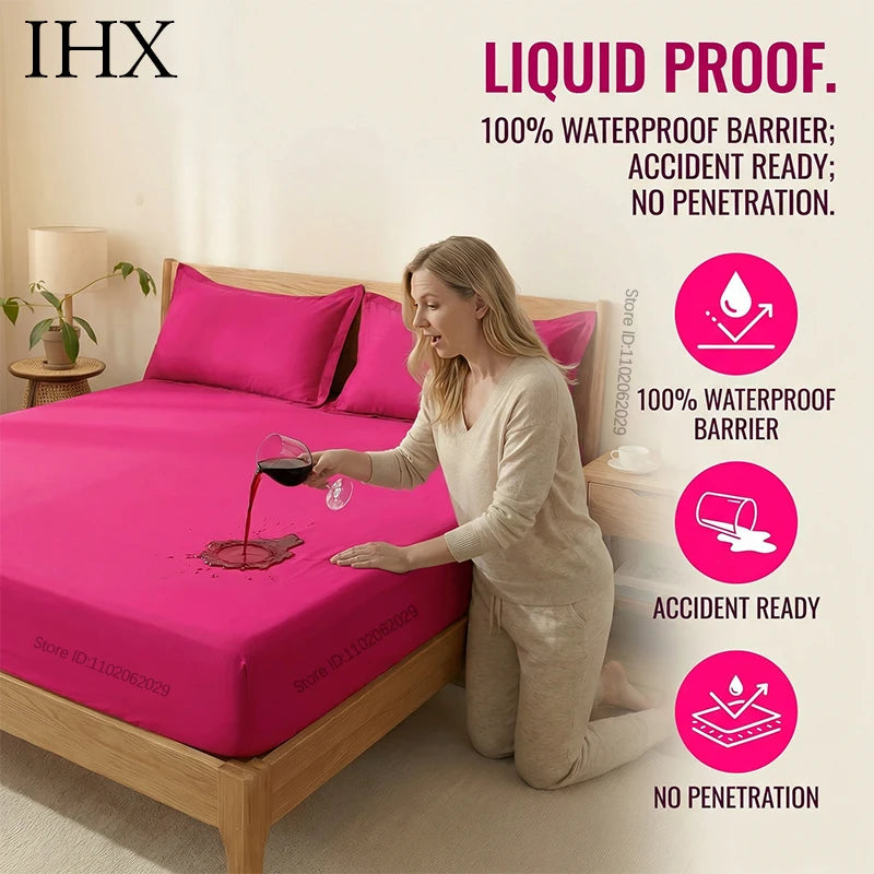 IHX Waterproof Flat Sheet Mattress Protector Anti Slip Ultra Soft