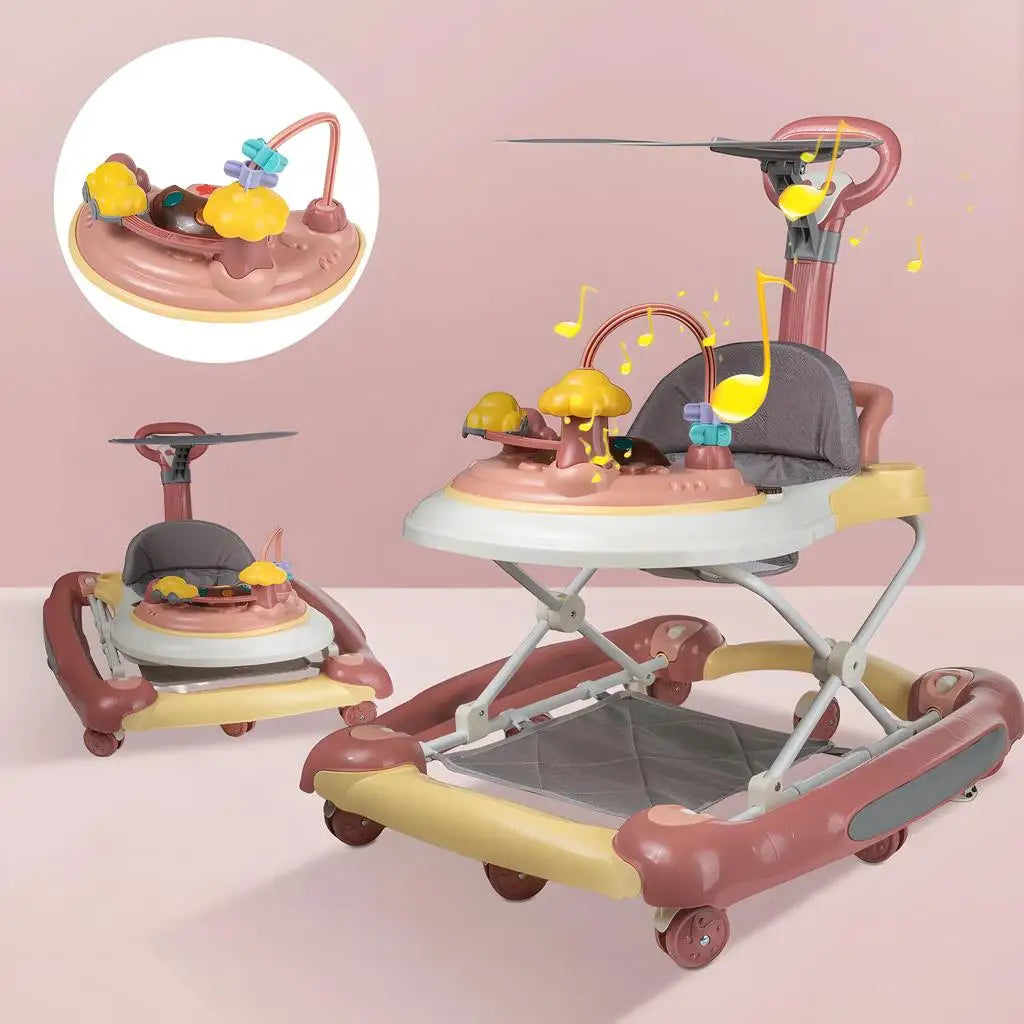 5-In-1 Foldable Baby Walker With Universal Wheels And Anti-Roll