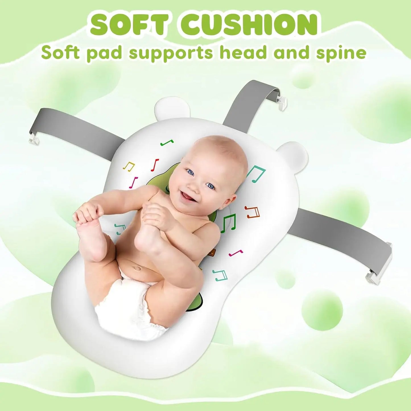 Baby Bath Tub With Cushion Foldable Thermometer Shower Cap