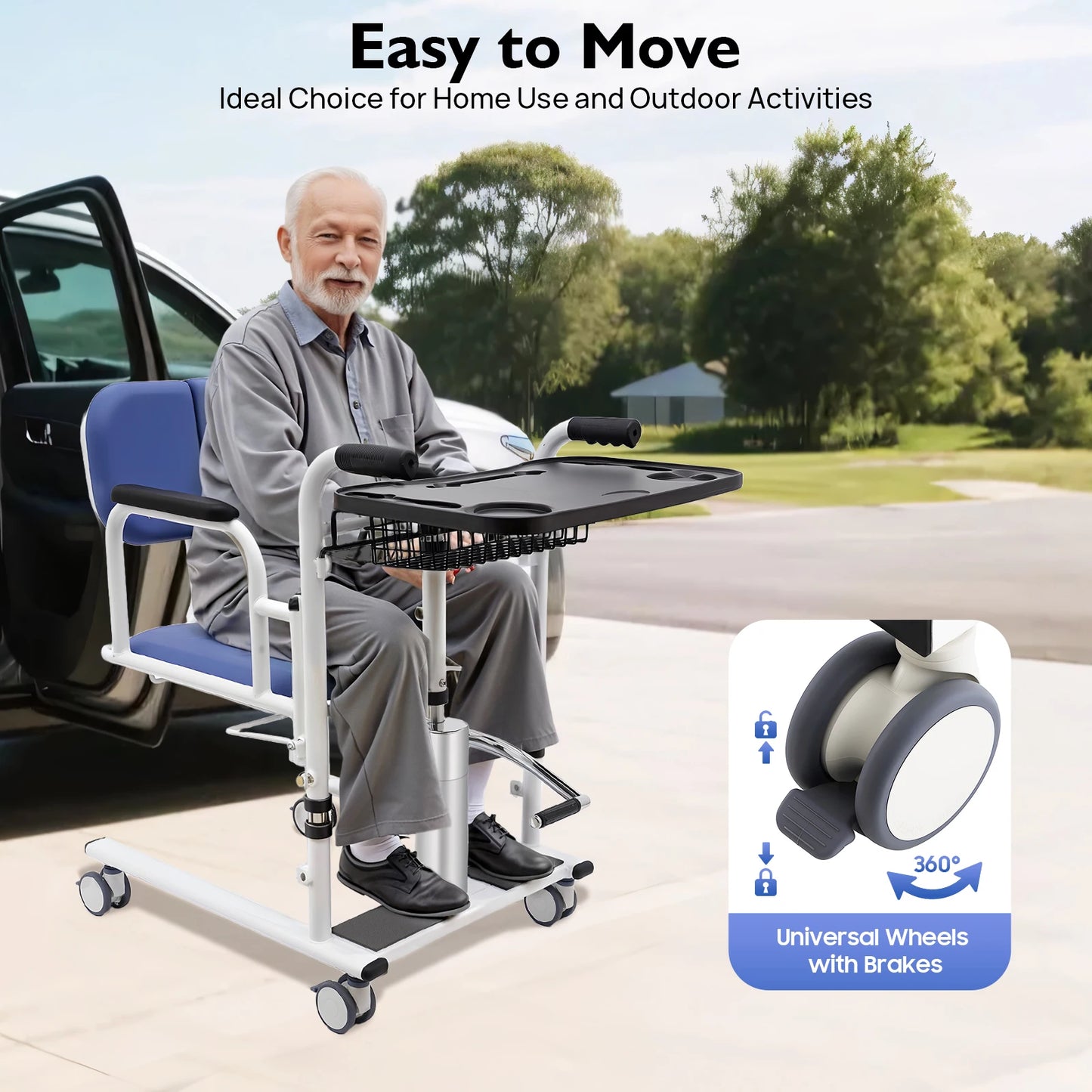 Bymaocar Hydraulic Patient Lift Bath Commode Transfer Chair