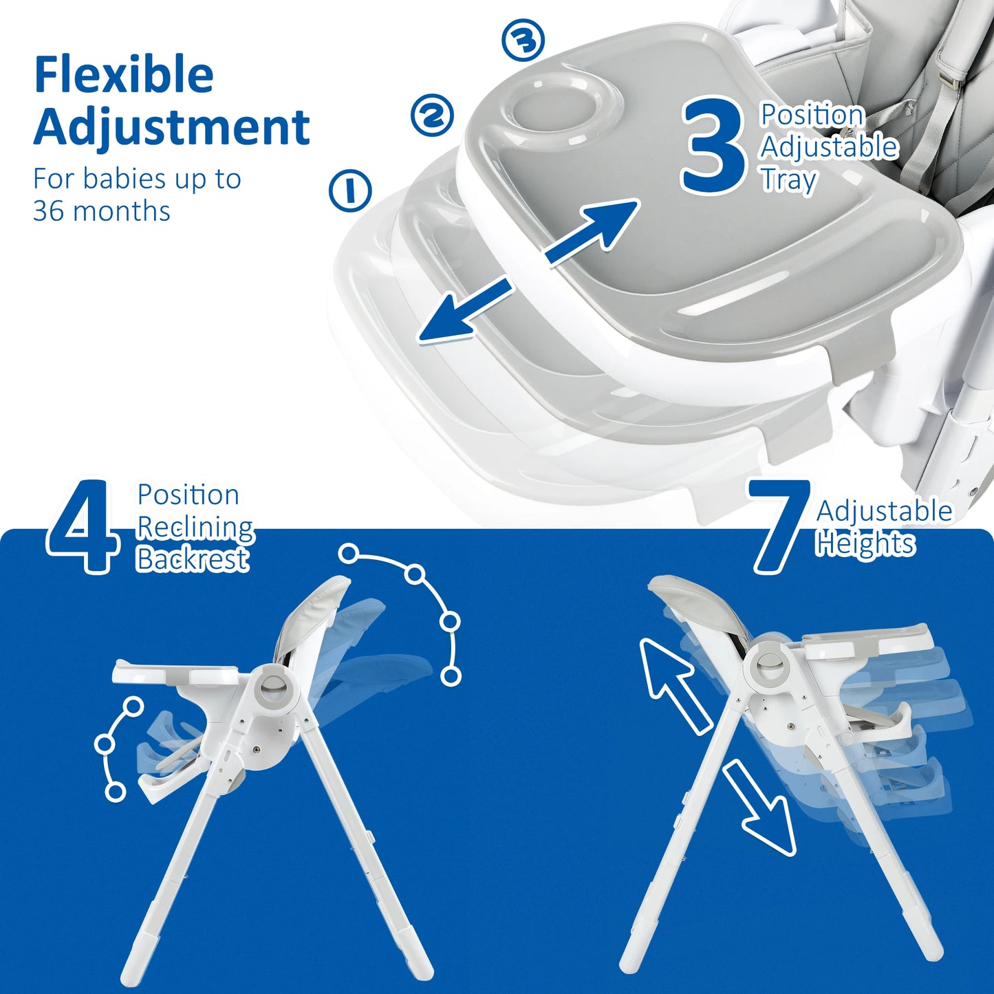 Multifunctional Adjustable Baby High Chair With Foldable Design