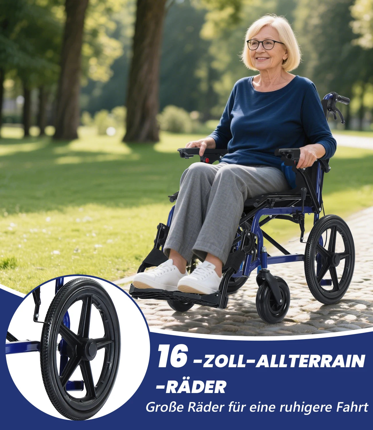 BROOBEY Lightweight Travel Wheelchair Foldable for Easy Car Storage