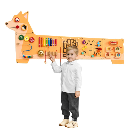 SucceBuy Puppy Kids Wall Busy Panels Montessori Sensory Center