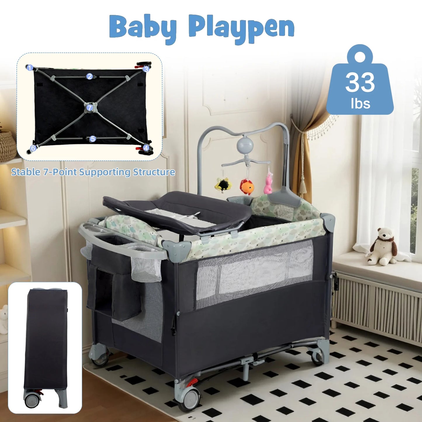 Portable Pack N Play Playard With Bassinet And Changing Table
