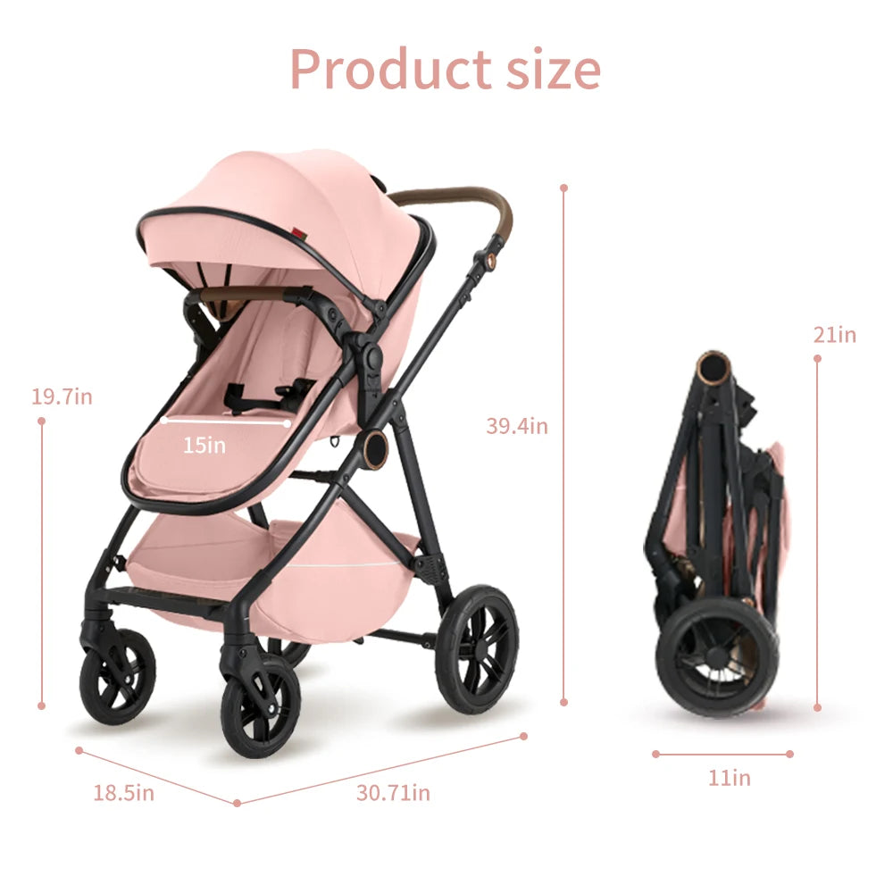 B.childhood 2-In-1 Baby Stroller Foldable Pram Adjustable Canopy