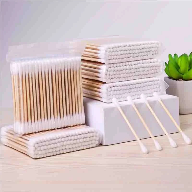 NONECN Double-Tipped Cotton Swabs Wooden Buds 100 Pcs
