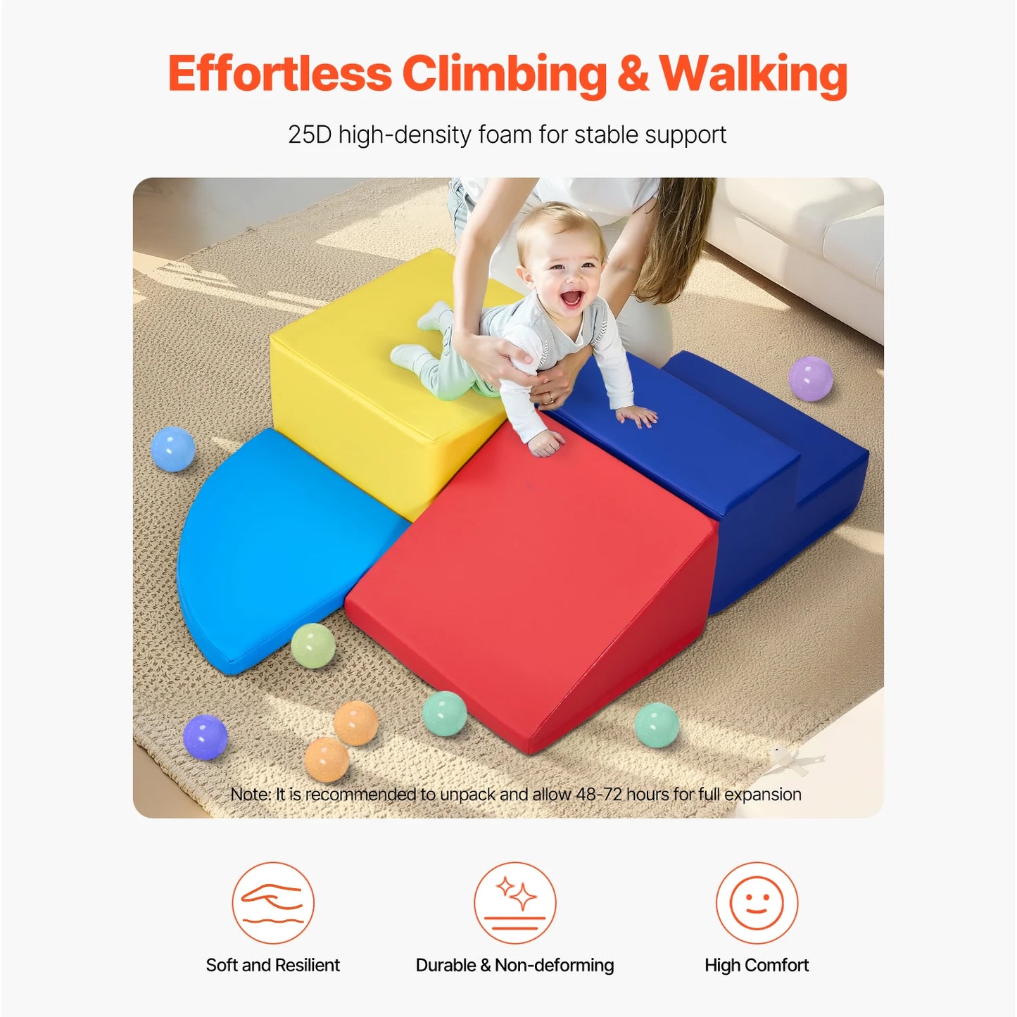 SucceBuy 4Pcs Kids Foam Climbing Blocks Indoor Playset