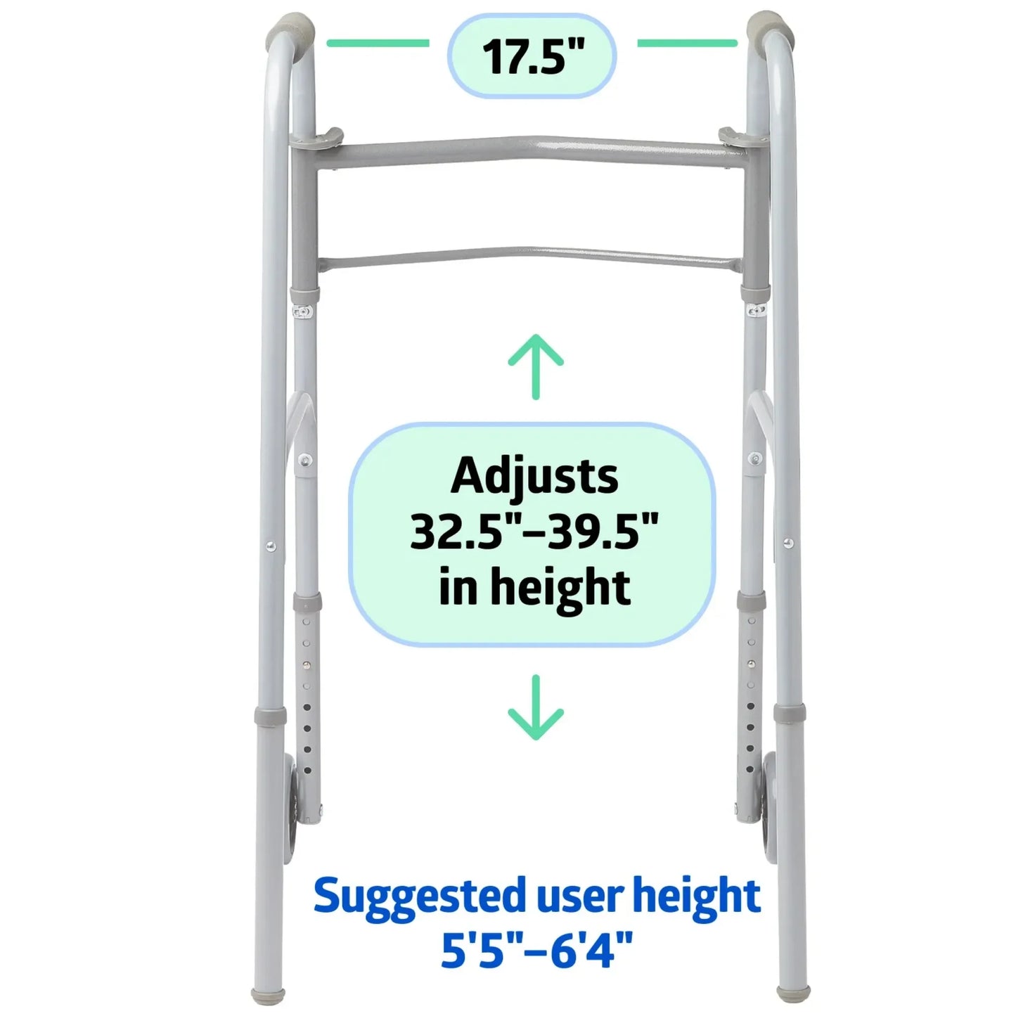 Lightweight Folding Walker For Adults With Steel Frame 400 Lb