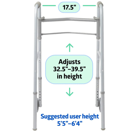 Lightweight Folding Walker For Adults With Steel Frame 400 Lb