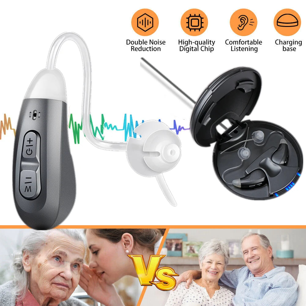 JINGHAO Digital Hearing Aids Rechargeable Invisible BTE Ear Aids For Elderly