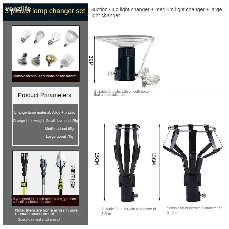 Telescopic Bulb Changing Rod Tool For Aerial Lamp Installation