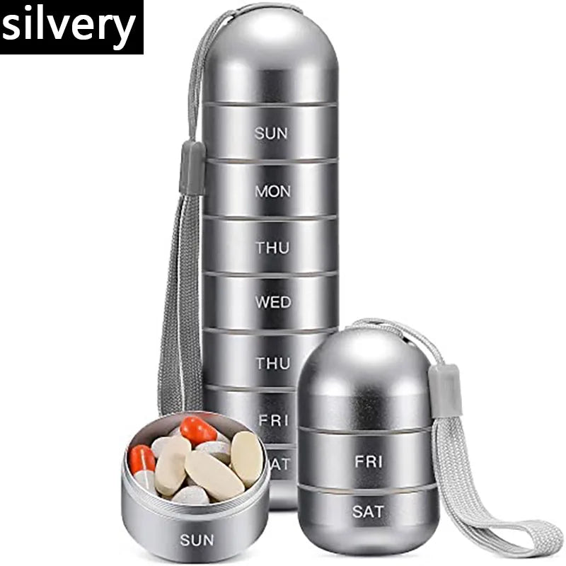 NONECN Aluminum Portable 7 Day Medicine Box With Keychain