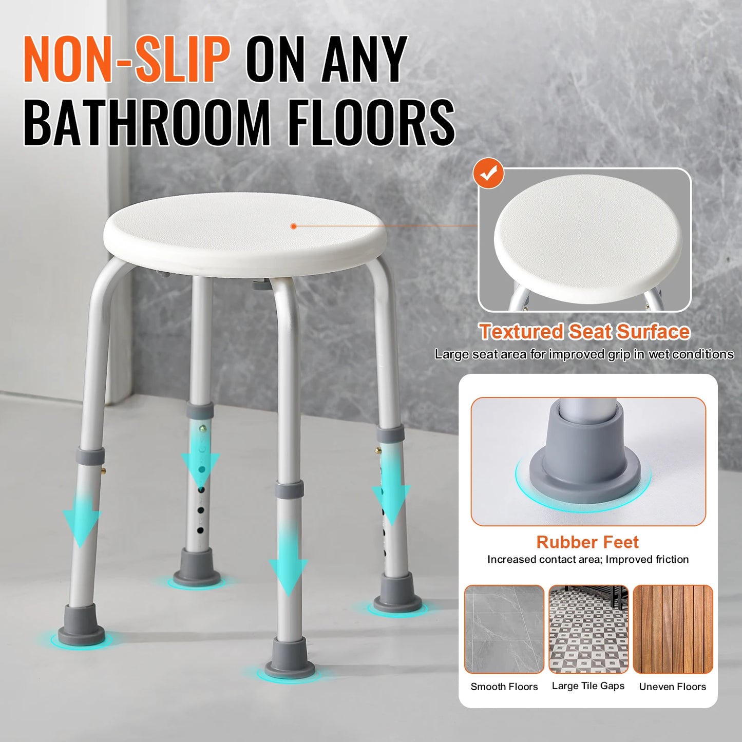 Shower Chair Non Slip Bath Stool For Elderly And Disabled