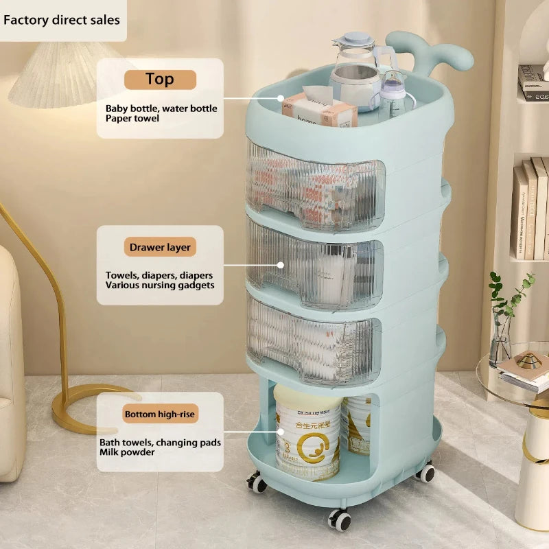 ORIO Hand Push Baby Storage Shelf Multi Layer Plastic Drawers