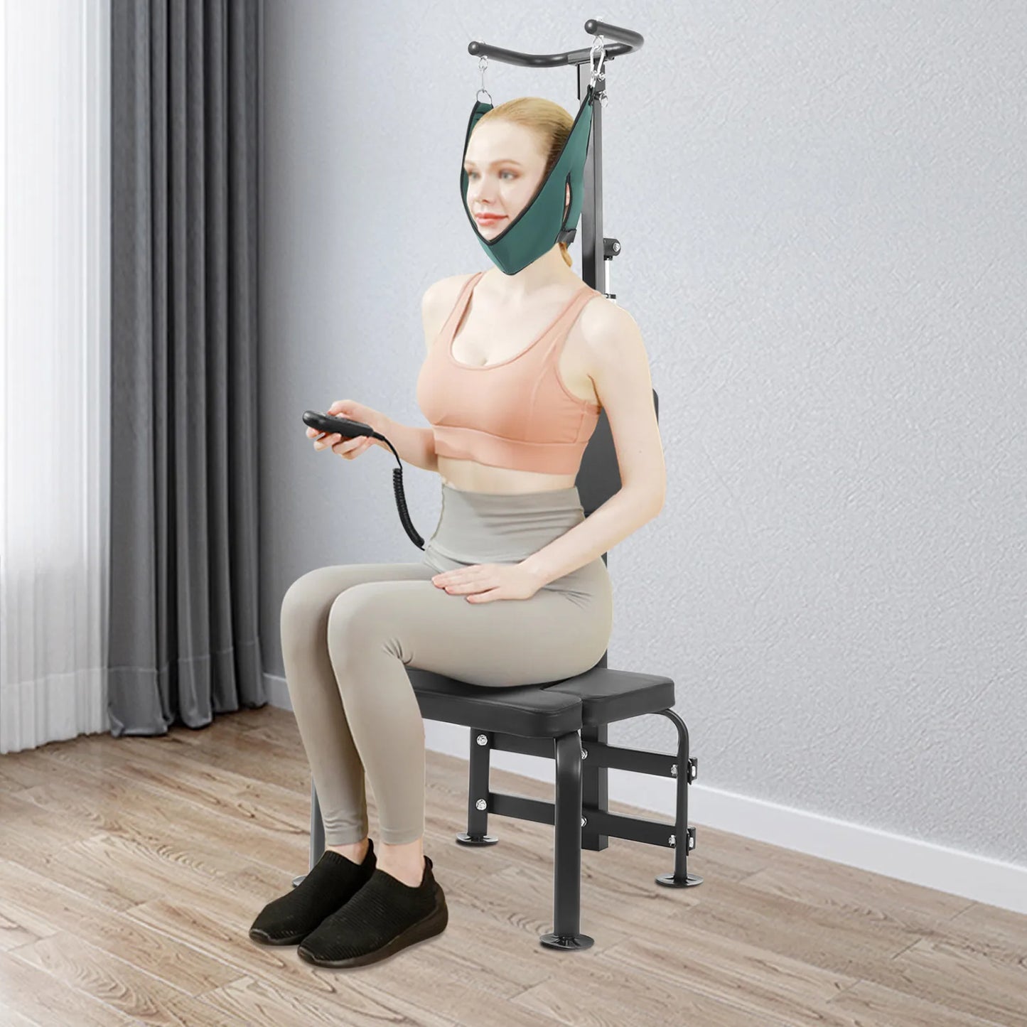 Bymaocar Electric Cervical Traction Device Neck Stretcher With Remote Control