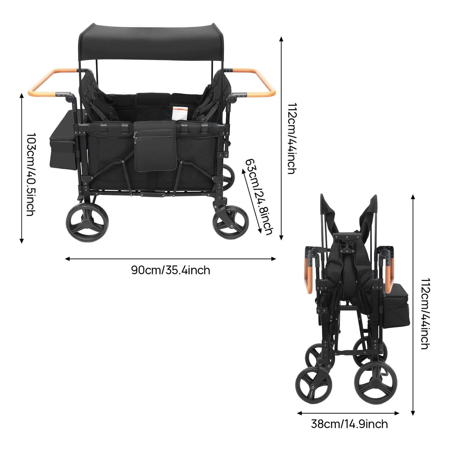 4 Seat Baby Wagon Stroller With Lockable Wheels For Beach And Park