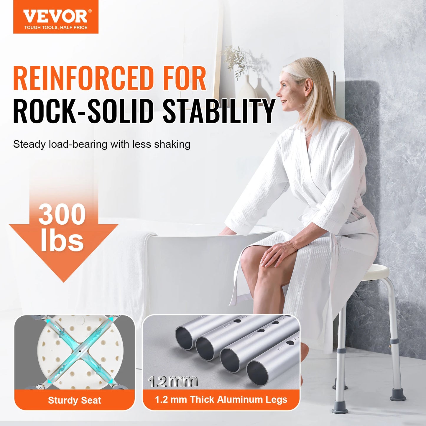 Shower Chair Non Slip Bath Stool For Elderly And Disabled