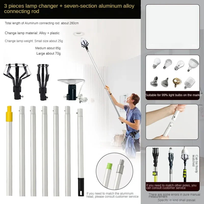 Telescopic Bulb Changing Rod Tool For Aerial Lamp Installation