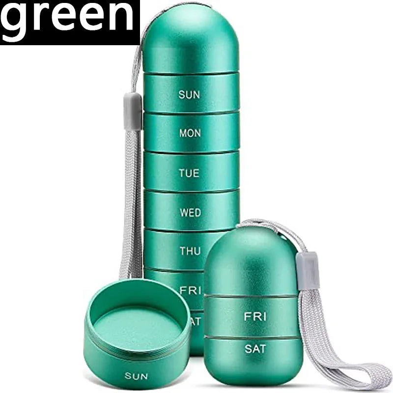 NONECN Aluminum Portable 7 Day Medicine Box With Keychain