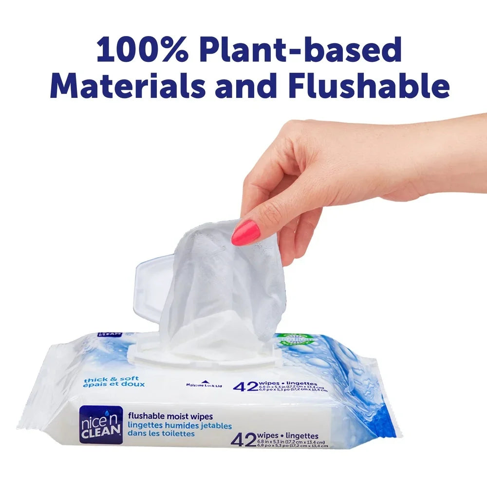 Eco-Friendly Flushable Wet Wipes Aloe Vitamin E Hypoallergenic Septic Safe