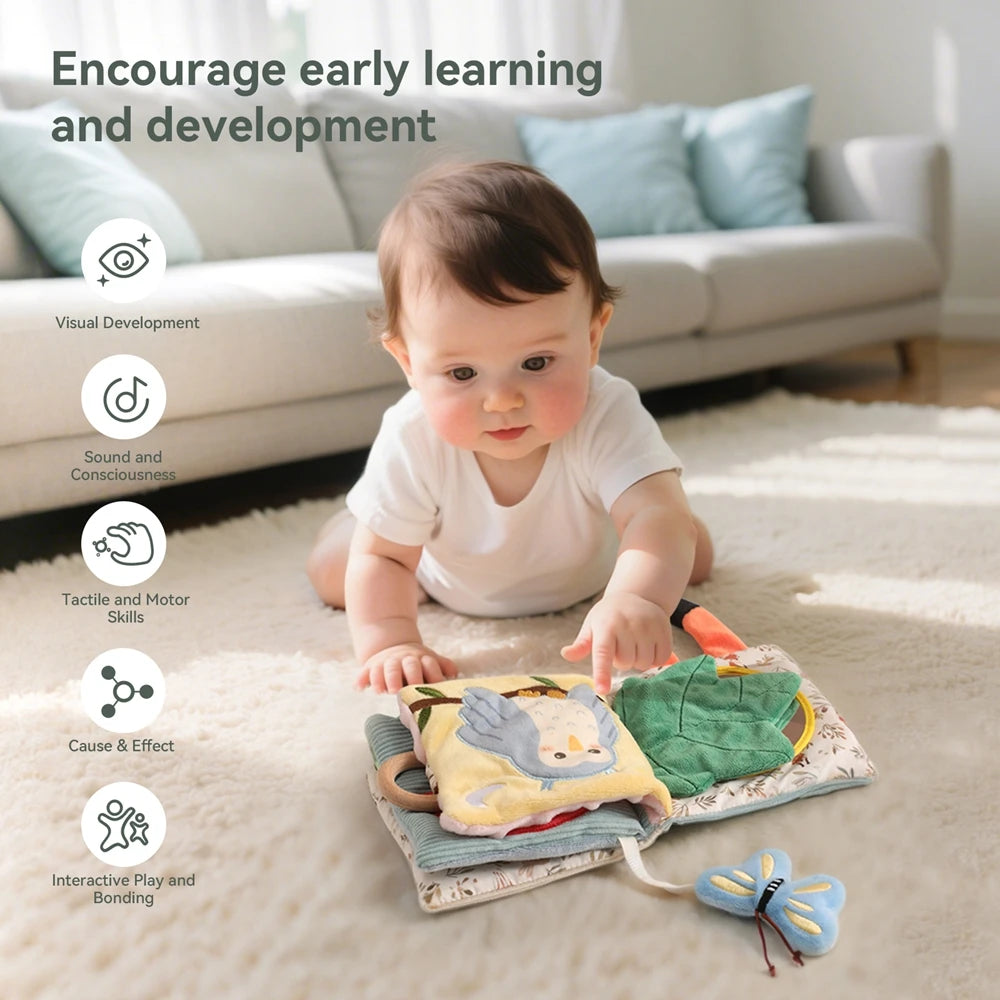 Montessori Baby Cloth Book Sensory Toy 3D Touch High Contrast For Infant