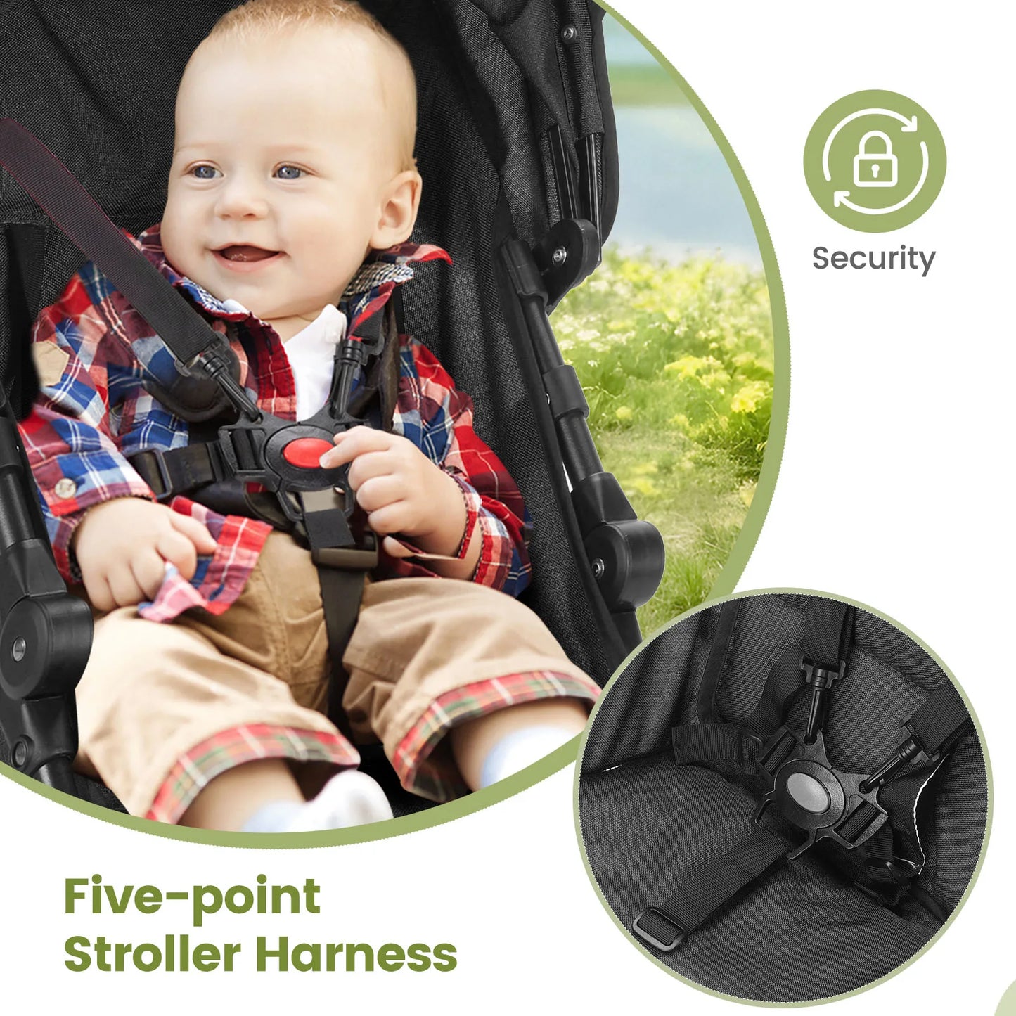 Lightweight Folding Stroller With Reclining Seat And Four Wheels