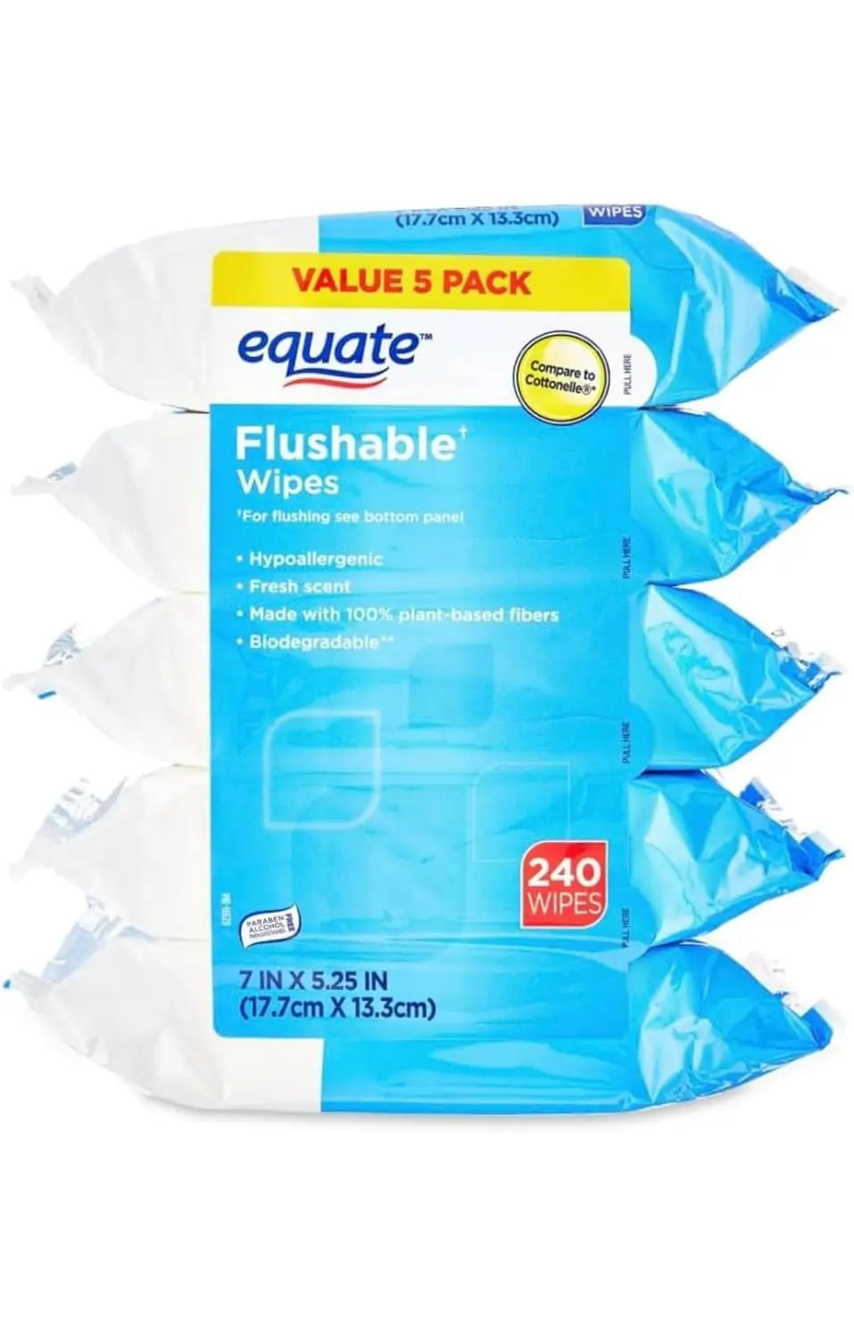Fresh Scent Flushable Wipes 240 Count For Easy Cleaning