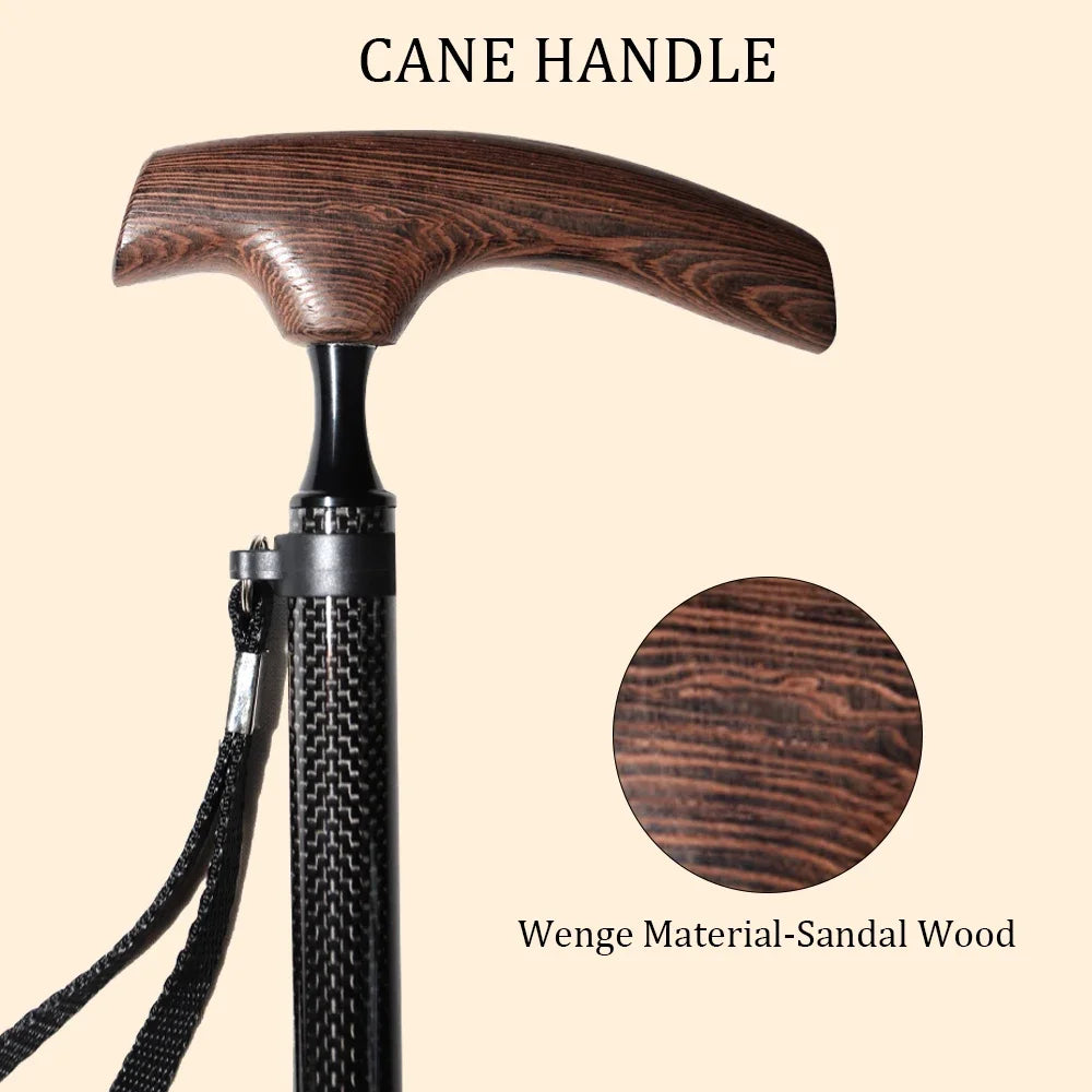 Carbon Fiber Cane Walking Stick With Adjustable Wenge Wood Handle