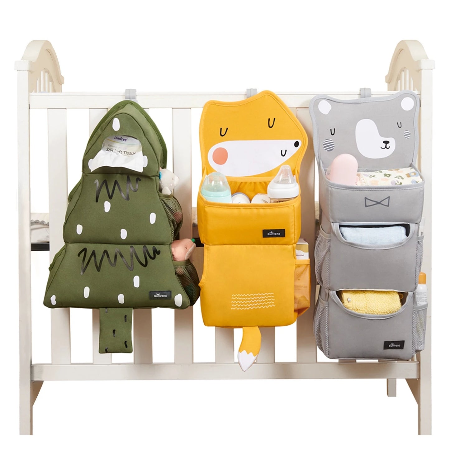 Sunveno Cartoon Baby Crib Hanging Storage Bag Multi Functional Organizer