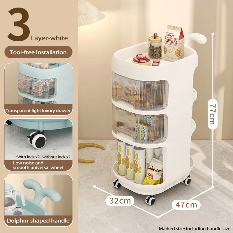 ORIO Hand Push Baby Storage Shelf Multi Layer Plastic Drawers