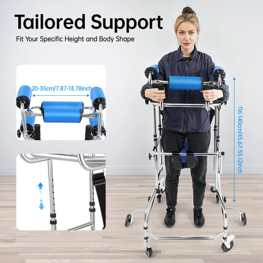 Bymaocar 8-Wheel Carbon Steel Walking Aid With Brakes