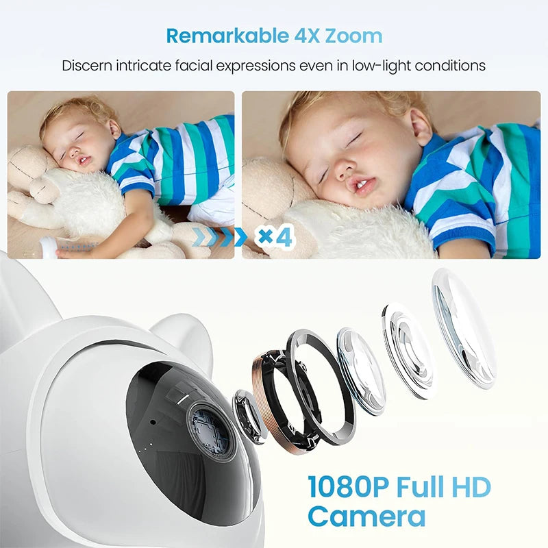 IEGEEK 1080P PTZ Indoor Baby Monitor With 4.3 Inch Screen