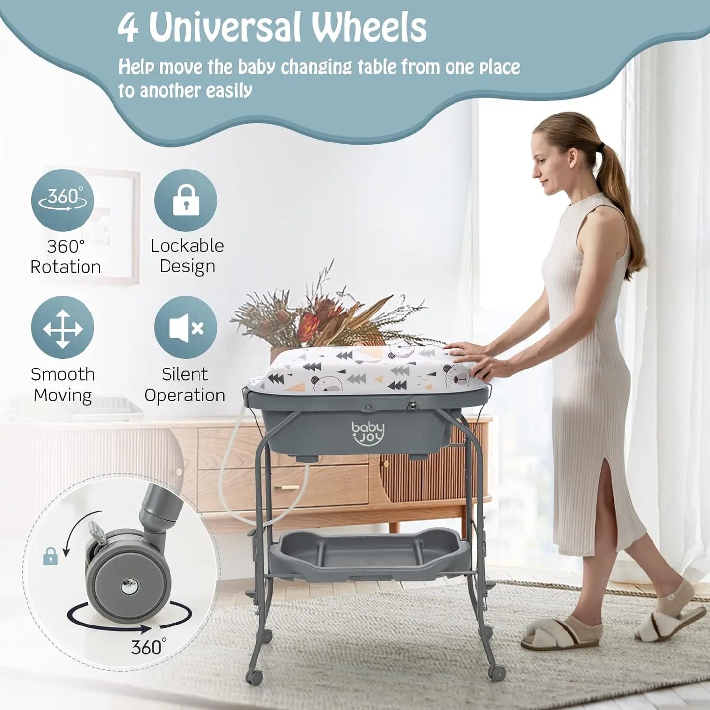 Portable Foldable Baby Bathtub With Changing Table Diaper Station