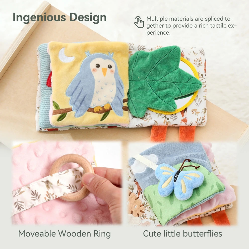 Montessori Baby Cloth Book Sensory Toy 3D Touch High Contrast For Infant