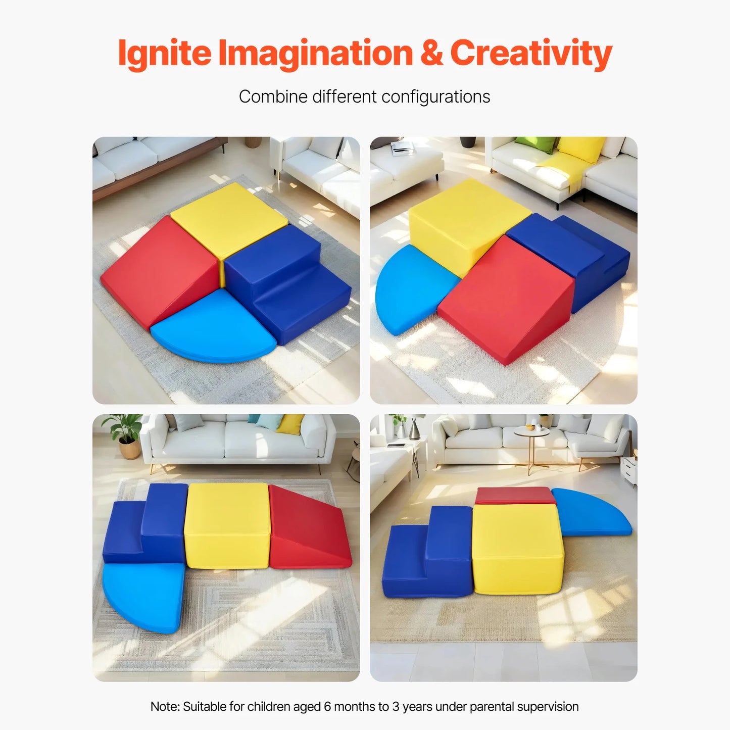 SucceBuy 4Pcs Kids Foam Climbing Blocks Indoor Playset