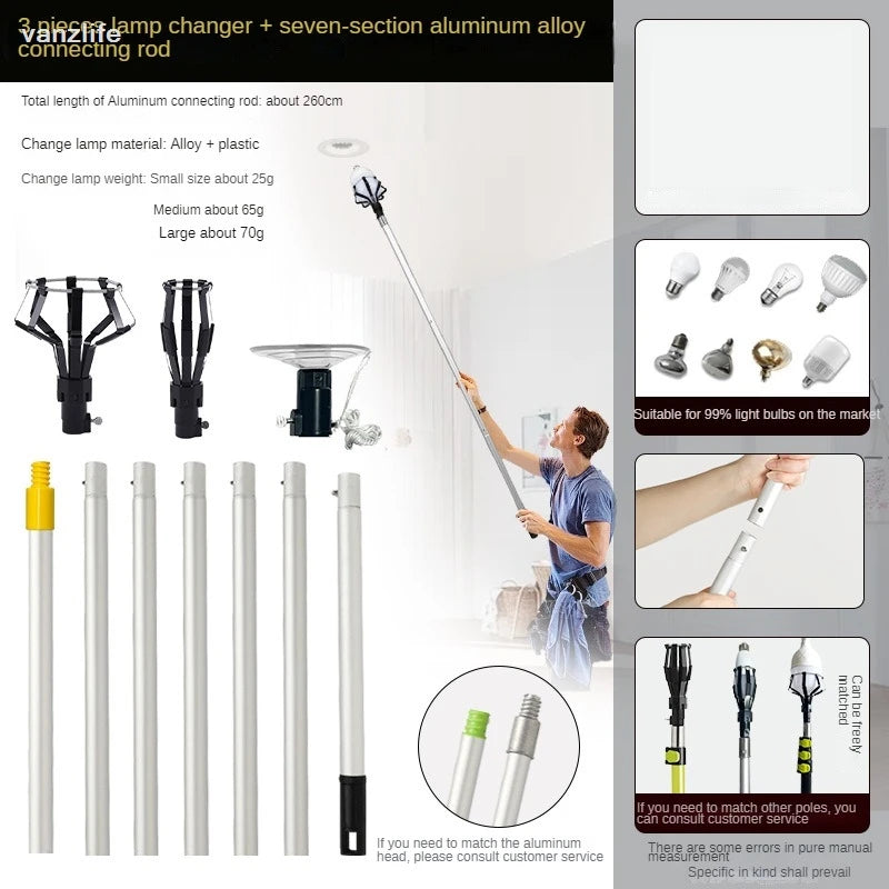 Telescopic Bulb Changing Rod Tool For Aerial Lamp Installation
