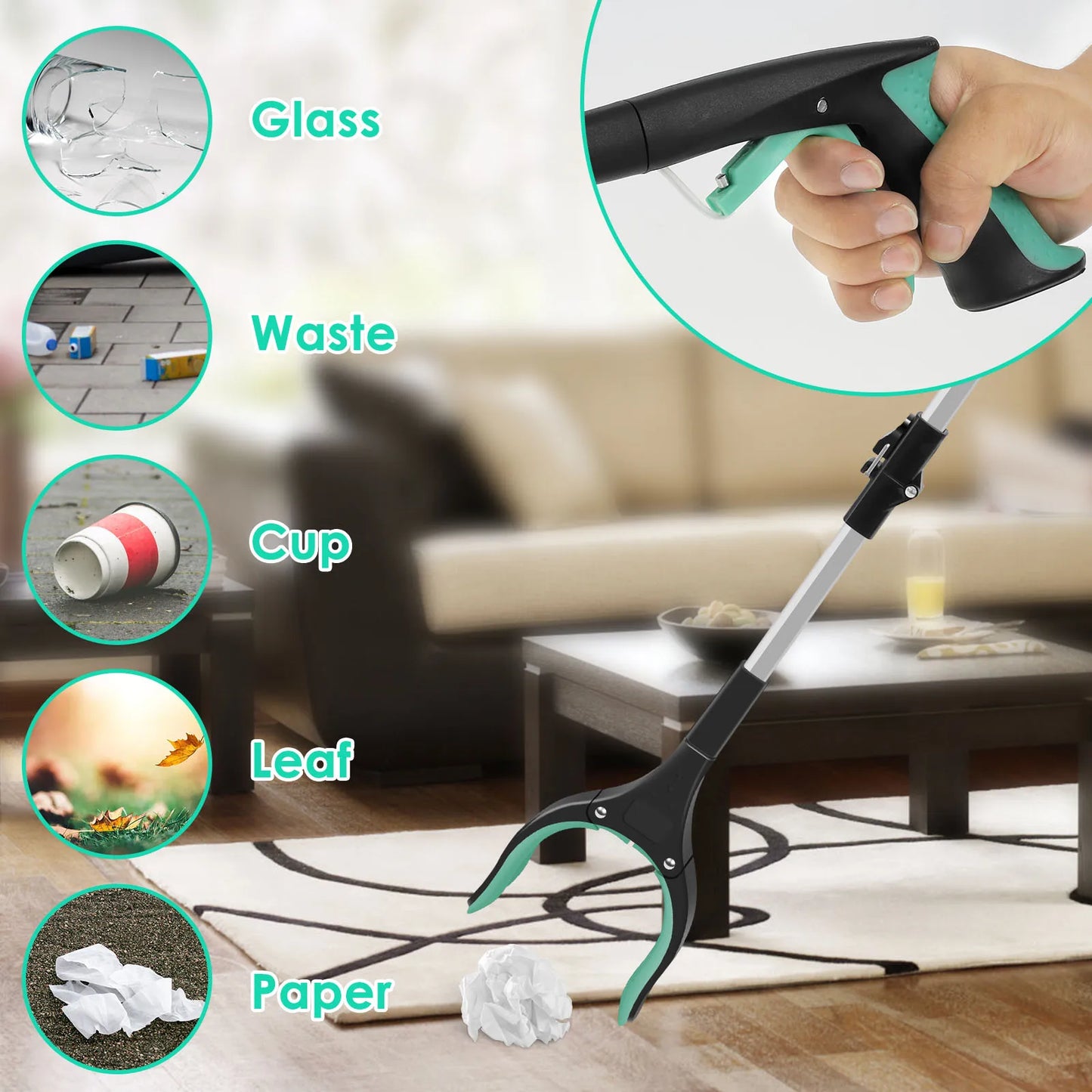Willstar Foldable Gripper Extender Litter Picker With Rotating Clip