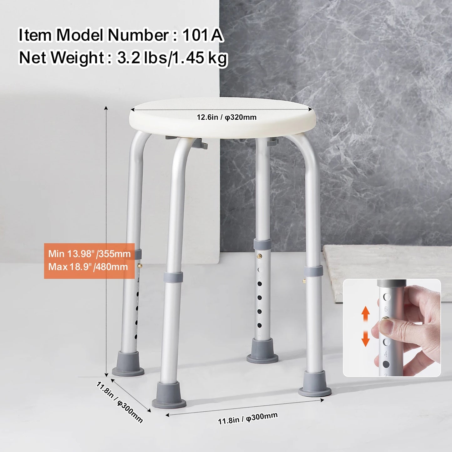 Shower Chair Non Slip Bath Stool For Elderly And Disabled