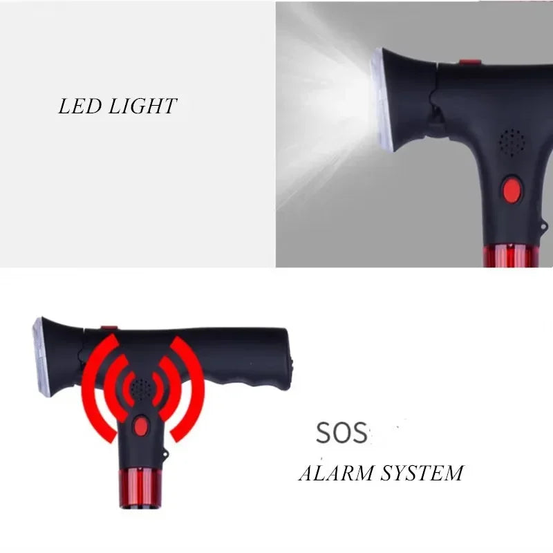 OIMG Collapsible Telescopic LED Alarm Walking Cane