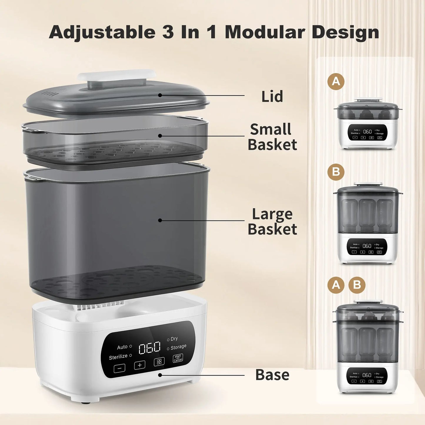 Universal 4-in-1 Baby Bottle Sterilizer Dryer With Steam