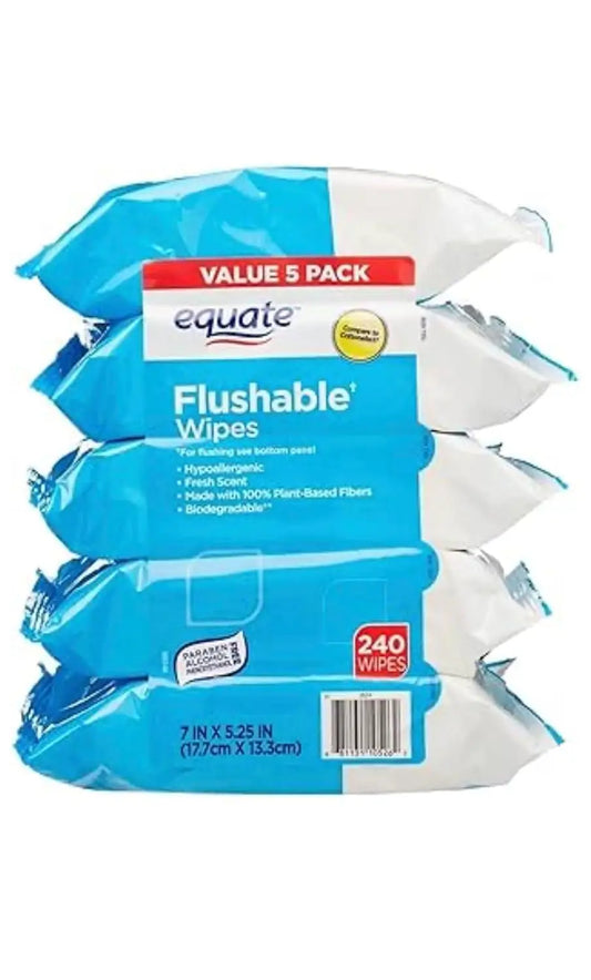 Fresh Scent Flushable Wipes 240 Count For Easy Cleaning