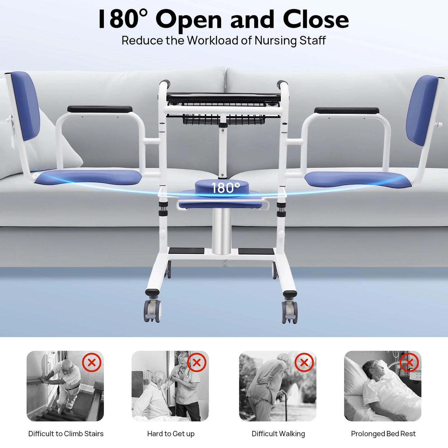 Bymaocar Hydraulic Patient Lift Bath Commode Transfer Chair