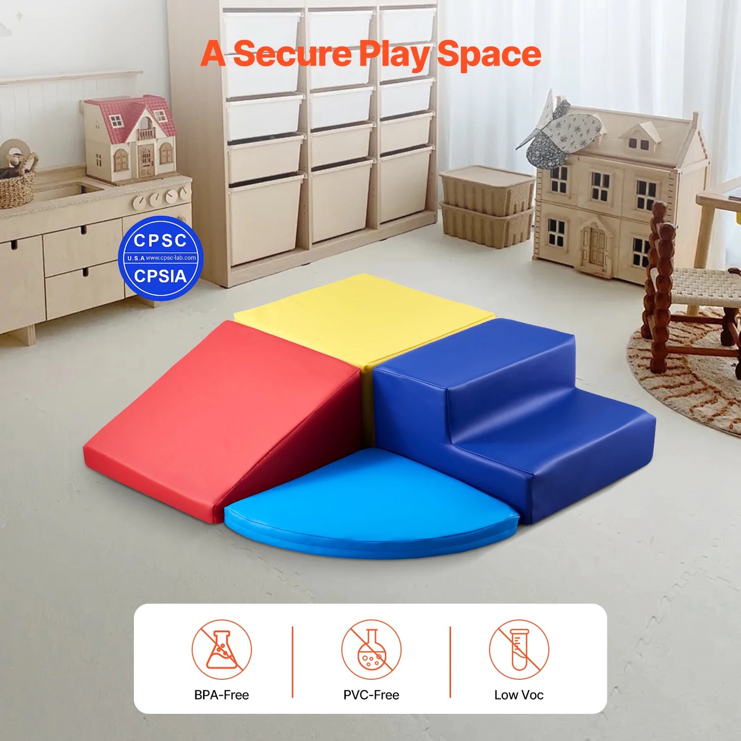 SucceBuy 4Pcs Kids Foam Climbing Blocks Indoor Playset