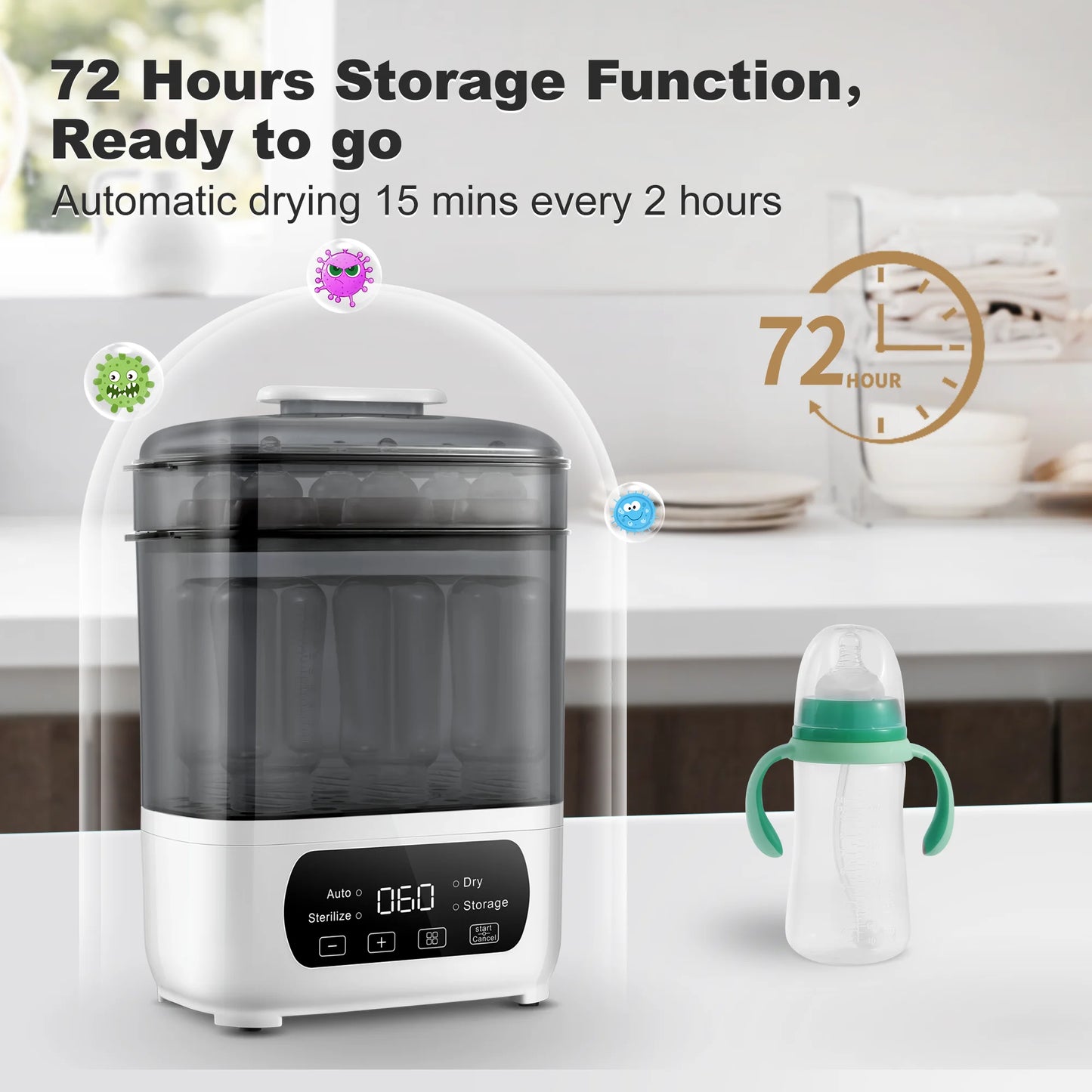 Universal 4-in-1 Baby Bottle Sterilizer Dryer With Steam